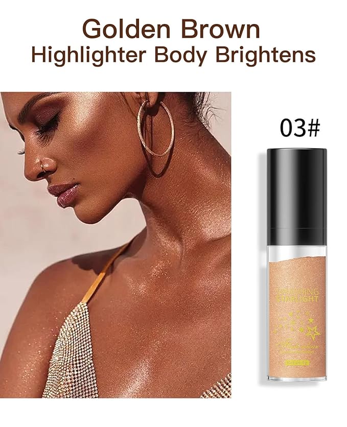 Fairy Highlight Puff Stick Highlight Patting Powder - Multi-Functional Shimmer Powder for Illuminating and Brightening Your Face and Body (#03 Gold Brown)-Velvo Beauty