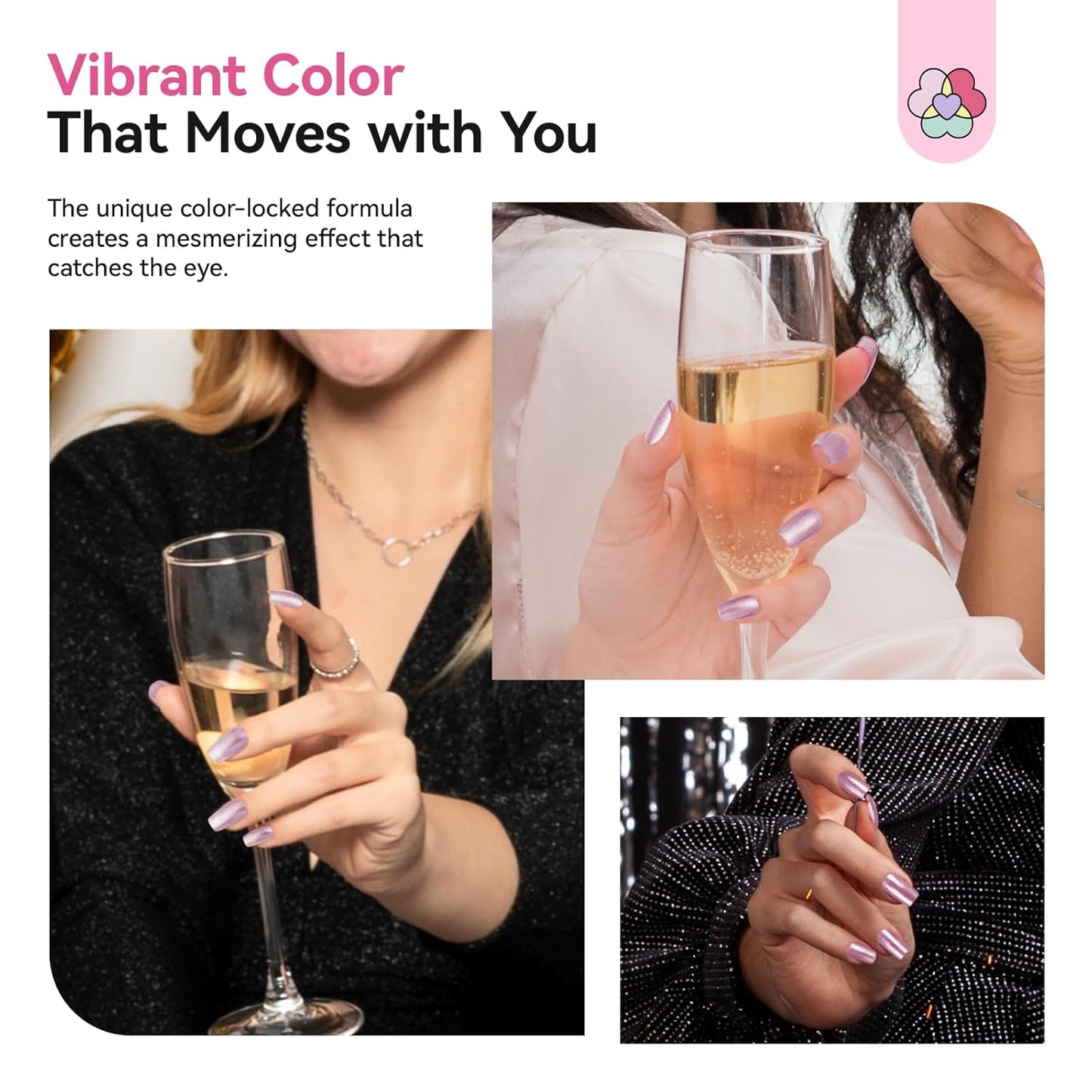 SAVILAND Color Artistry Rose Gold Glitter Nail Polish - 7 Days Shimmer Air Quick Dry Holographic Fingernail Polish, Sparkle Pink High Glossy Home DIY Manicure Gift for Women-Velvo Beauty