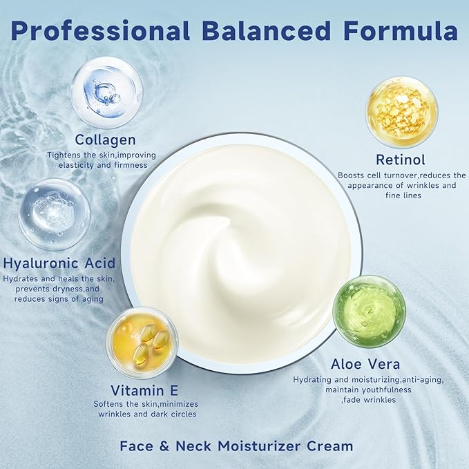 Retinol Cream for Face, Collagen Neck Creams for Tightening and Firming, Anti Aging Facial Moisturizer for Women & Men, Instant Face Lift Wrinkle Cream with Glycolic Acid Pads-Velvo Beauty