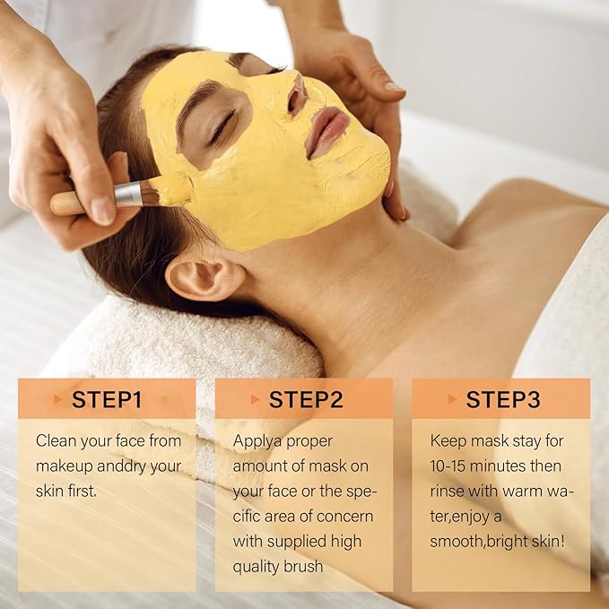 Turmeric Vitamin C Clay Mask -Turmeric Facial Mask - Brightening Clay Face Mask Skincare, Deep Cleansing Face Mask, Acne Face Mask for for Dark Spots, Dull Skin, Refining Pores and Controlling Oil-Velvo Beauty