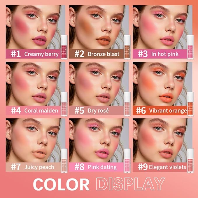 Liquid Blush for Cheeks Makeup Face Blush, Weightless Cream Formula, Smudge Proof Long-Wearing Pigmented Blush, Natural Look Makeup Face Blushes, Shimmer Finish, Dainty - 02# Bronze blast-Velvo Beauty