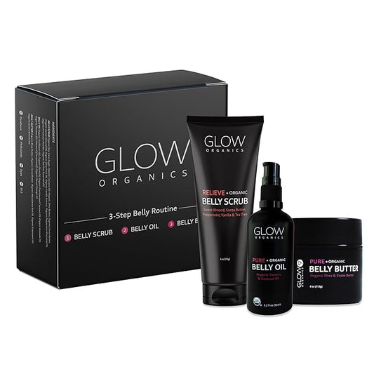 Pregnancy Bump Box, 3-Step Routine, Kit with Belly Scrub, Oil and Butter for Stretch Marks, Organic, Maternity Skin Care, Clean Beauty, The Perfect Gifts for Expectant Moms-Velvo Beauty