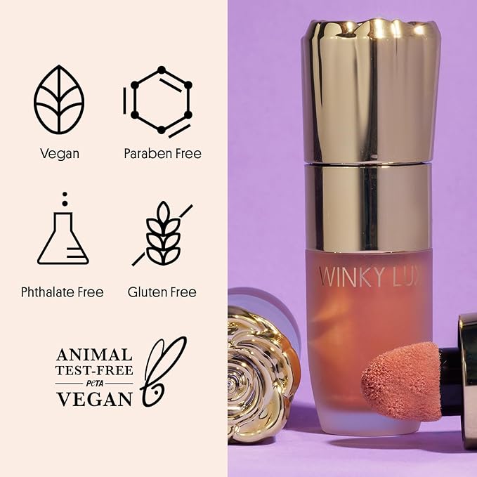 Winky Lux Cheeky Rose Liquid Highlighter, Gel Cream Blush Wand, Blendable & Buildable Pigment, Long Lasting Weightless, Nova-Velvo Beauty