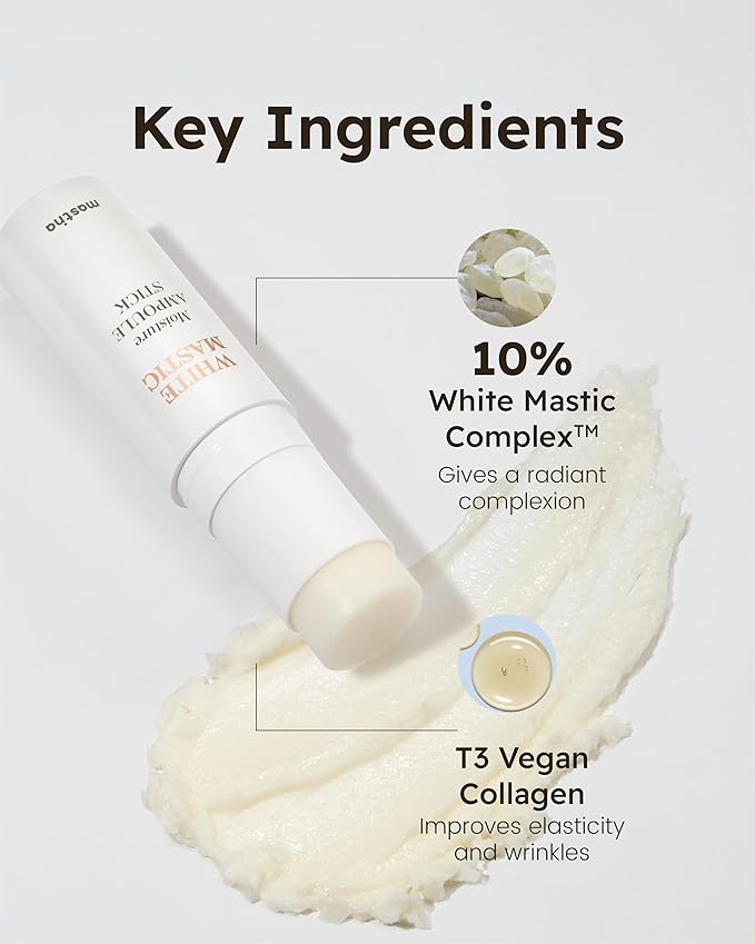 White Mastic Moisture Ampoule Stick (0.35oz) - Wrinkle Reduction, Elasticity, Moisturizing, Radiance Multi Balm. Korean Skin Care Serum Stick for Face, Lips, Eyes, Neck. Vegan T3 Collagen.-Velvo Beauty