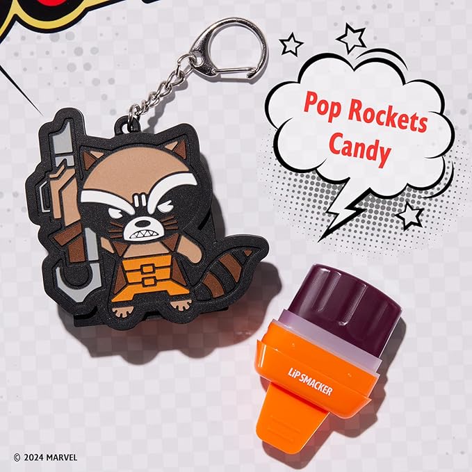 Lip Smacker Marvel, Guardians of the Galaxy, keychain, lip balm for kids - Rocket Racoon (keychain)-Velvo Beauty
