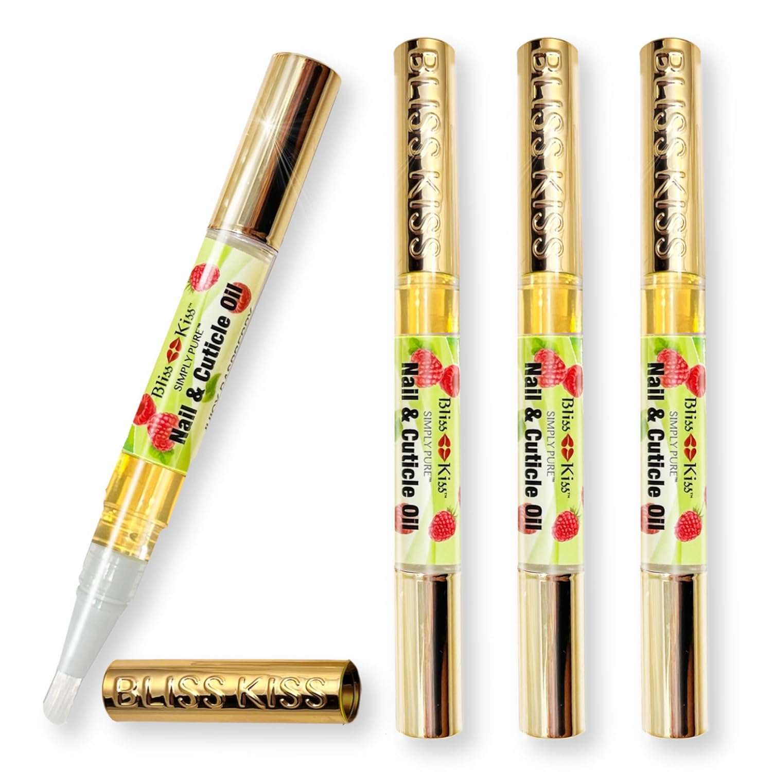 Bliss Kiss | 4 Juicy Raspberry | Oil Cuticle Pen w/Vitamin E & Jojoba⏤Nail Strengthener Nail Growth Serum for Brittle Peeling Breaking Thin Nails-Velvo Beauty