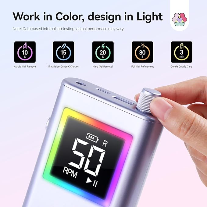 SAVILAND Advanced 50000 RPM Nail Drill Professional: 10S Fast Removal Electric Nail File Portable Nail Filer Electric with Rechargeable Electric Nail Drill Bits Pro Acrylic Nail Manicure Nail Tools-Velvo Beauty