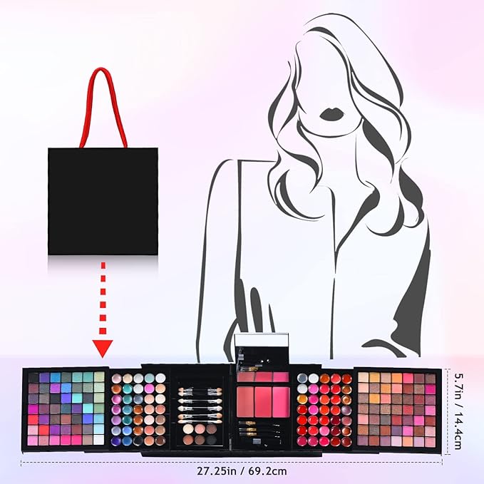All in One Makeup Kit for Women Full Kit- 177 Color Combination Makeup Set Palette- 119 Eyeshadow,35 Lipstick,6 Powder,14 Concealer,10 Applicators,20 Brushes Set,Make Up Gift Kits for Women Teen Girl-Velvo Beauty