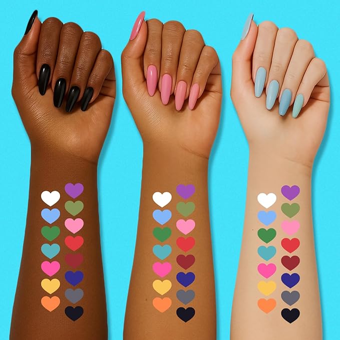 UCANBE Halloween Makeup Palette, 15 Colors Matte Black White Red Blue Green Purple Pink Eye Shadow, High Pigmented Blendable Bright & Dark Shade Pallet for Cosplay SFX Costume Stage Parties-Velvo Beauty