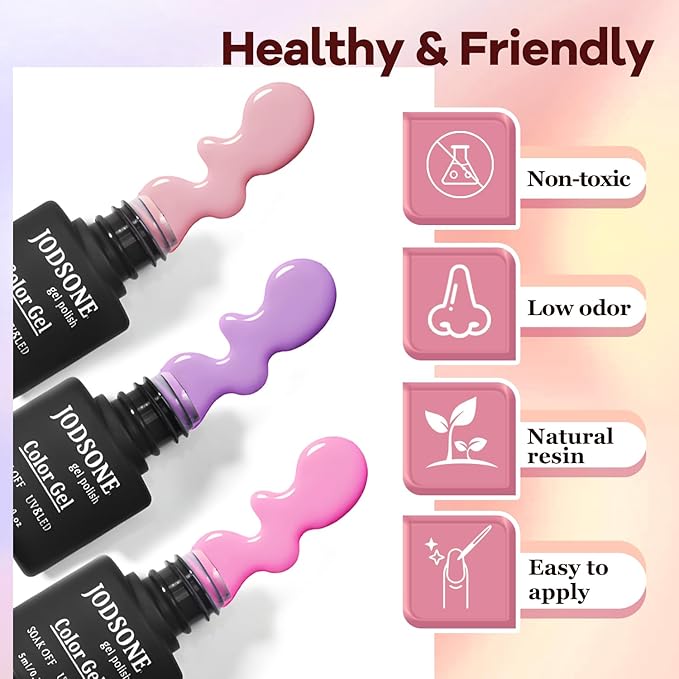 JODSONE 100 Bottles of Gel Nail Polish Kit with U V Led Light 95 Multiple Glossy Glitter Colors Mint Green Light Pink Nail Gel Base Coat Glossy and Matte Top Coat Gel Polish Kit-Velvo Beauty