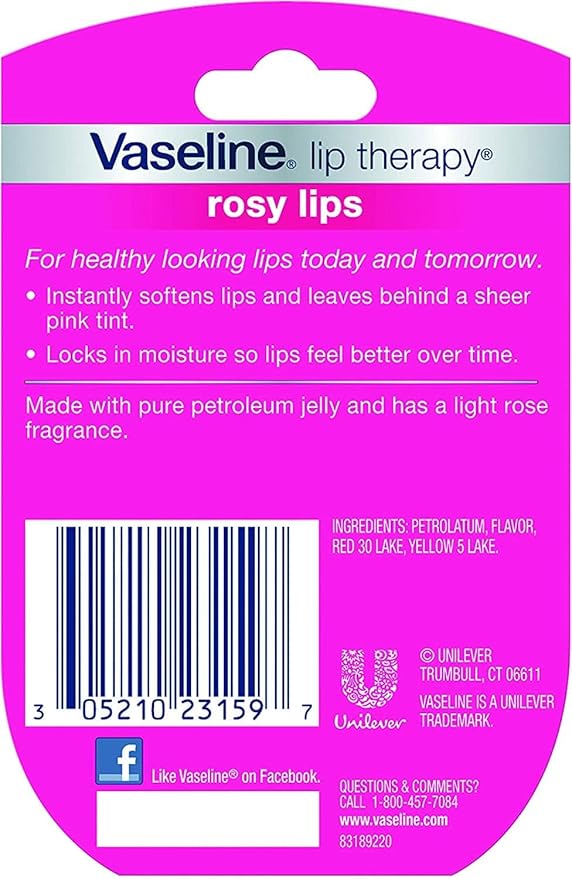 Vaseline Lip Therapy Rosy Lips Flavor Dry Chapped Lips 0.25 Oz (7g)-Velvo Beauty