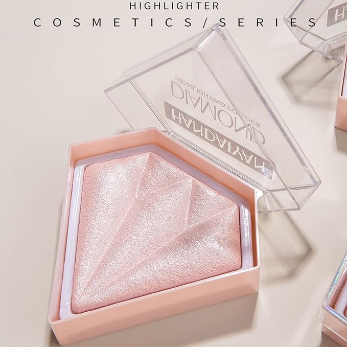 MEICOLY Baked Highlighter Powder Palette,Natural Face Highlighter Shimmer Powder,Long Lasting Glittery Highlighter Makeup Face Luminizer,03 Fairy Pink-Velvo Beauty