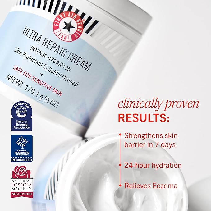 First Aid Beauty - Ultra Repair Cream, Intense Hydration Whipped Colloidal Oatmeal, Clinically Proven to Strengthen Skin Barrier in 7 Days & Helps Relieve Eczema, Luxury Face & Body Moisturizer, 12 oz-Velvo Beauty