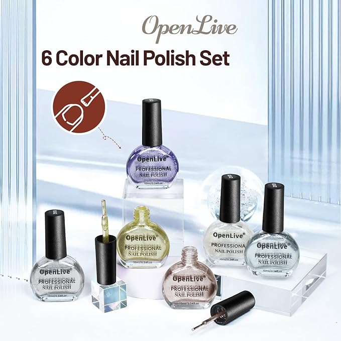 10ml Glitter Nail Polish Set 6 Colors Glitter Effect All Seasons Neutral Color Quick Dry Nail Polish Set for Women Salon DIY Nail Art-Velvo Beauty