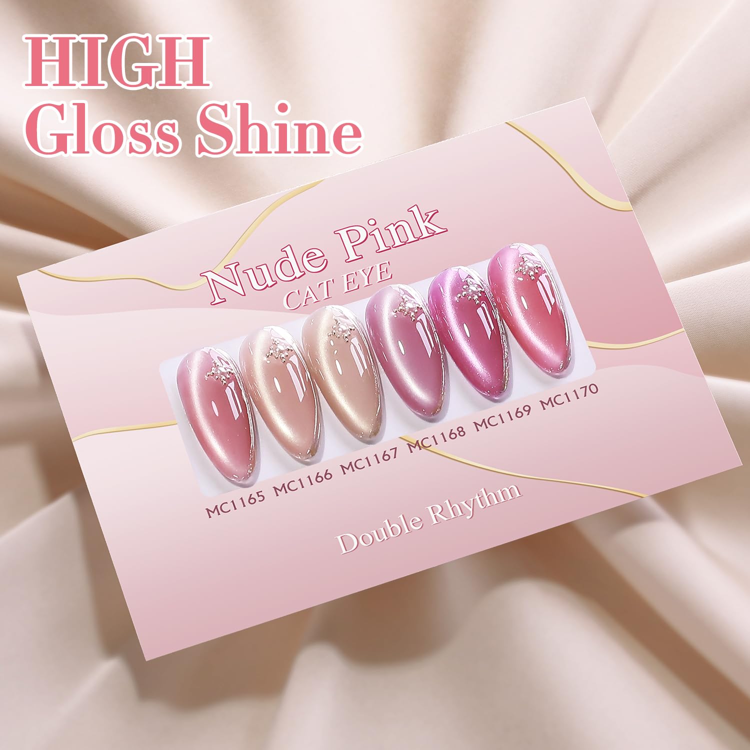 Double Rhythm 6 Colors Cat Eye Gel Polish Set Shimmer Glitter with Magnet Holographic Reflective Magnetic UV Nail Art Kit (6-Kit-49)-Velvo Beauty