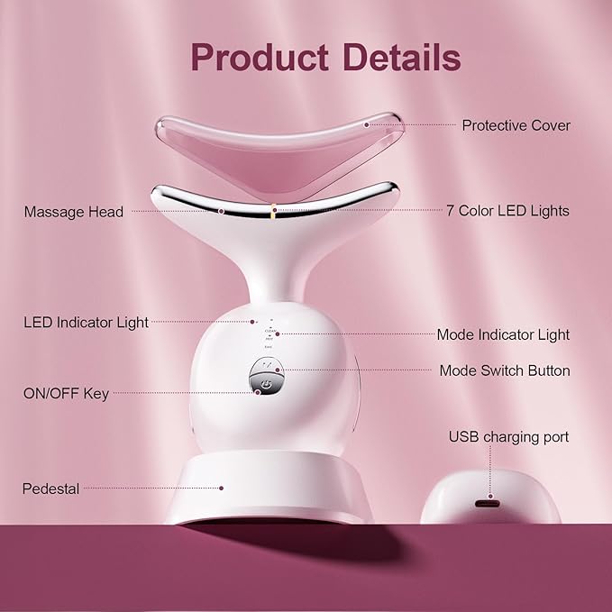 Facial & Neck Massager: Red Light Therapy for Women, Skin Lifting Beauty Device,7 in 1 LED Facial Sculptor Tool for Women's Daily Skincare-Velvo Beauty