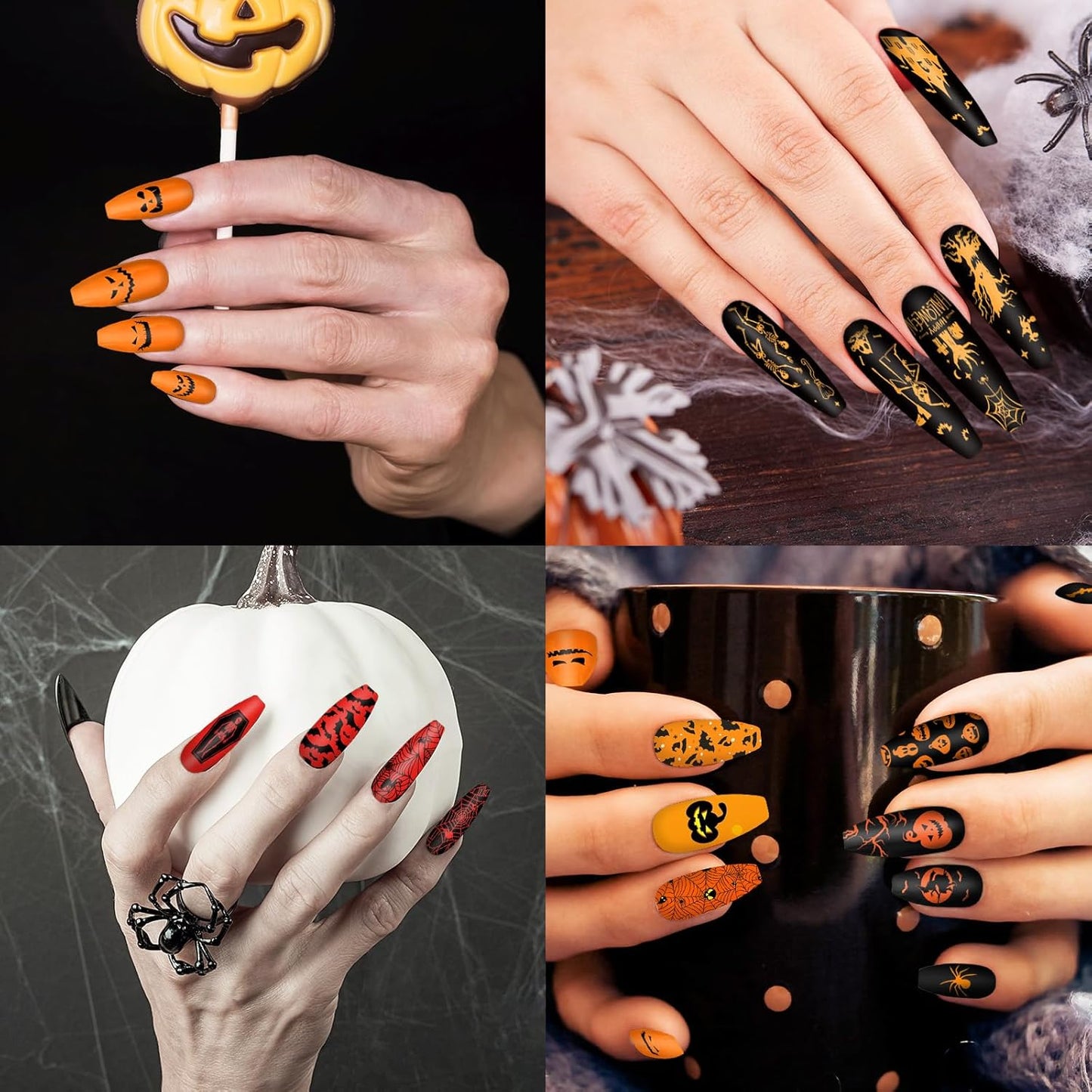 2Pcs Halloween Nail Art Stamping Plate Kit Skull Bat Witch Pumpkin Design Nail Art Plate for Holiday DIY Print Manicure Salon-Velvo Beauty