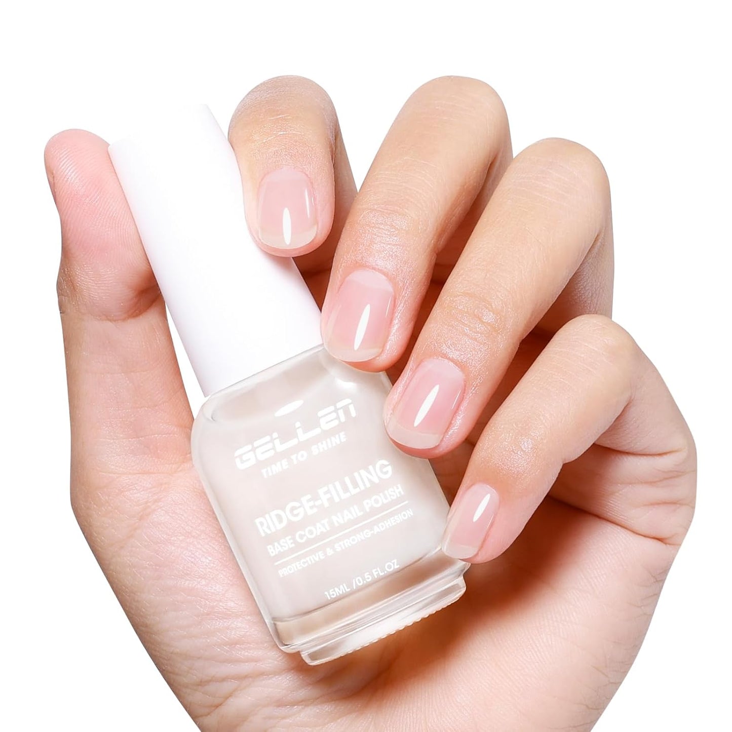 GELLEN Tinted Milky White Ridge Filler For Nails, Clear Nail Polish Ridge Filling Base Coat, Nail Strengthener and Growth, Hydrate Strengthen Nourish Damaged Dry Nails, Shea Butter & Vit E & Protein-Velvo Beauty