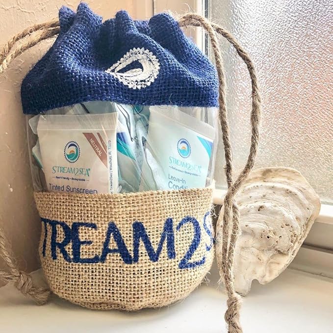 EcoConscious Travel Kit Body & Hair Care Gift Set | Shampoo & Body wash | Conditioner | SPF30, SPF20 and Mineral Sunscreen | SPF 30 Cucumber Mint and Hydrate Cherry Vanilla Lip Balm by Stream2Sea-Velvo Beauty