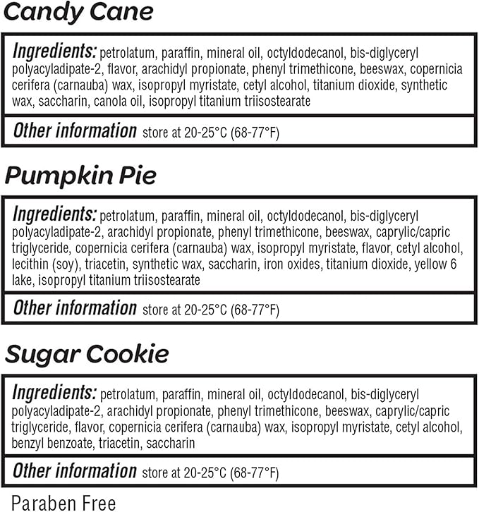 ChapStick Holiday Collection - Candy Cane, Pumpkin Pie & Sugar Cookie Flavors - Blister Pack of 3 Sticks 0.15 Each - Pack of 6 = 18 Sticks, Great Holiday Gift 3 Count (Pack of 6)-Velvo Beauty