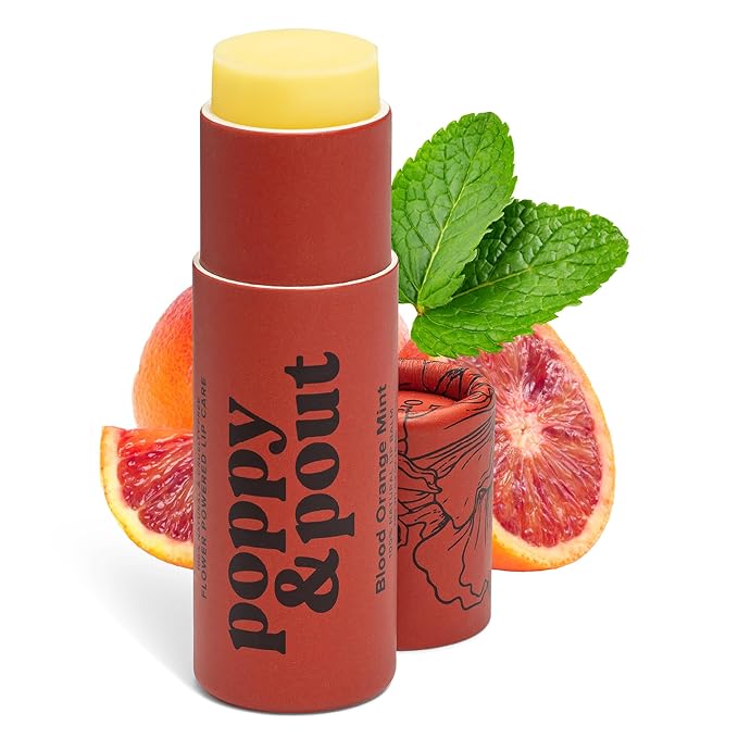 Poppy & Pout Blood Orange Mint Jumbo Lip Balm | All Natural Lip Balms & Moisturizers | Hydrates with Beeswax, Vitamin E, Organic Coconut Oil | Cruelty-Free | Lip Balm in Recyclable Cardboard Tube-Velvo Beauty