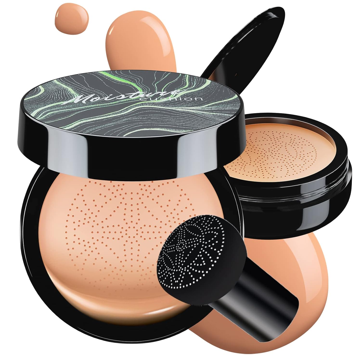 Mushroom Head Air Cushion CC Cream - BB Cream Foundation Makeup Moisturizing Concealer Long-Lasting, Cushion Foundation Full Coverage Self Adjusting for Mature Skin & All Skin Types (Nude)-Velvo Beauty