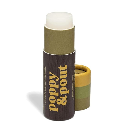 Poppy & Pout Midnight Mint Jumbo Lip Balm | All Natural Lip Balms & Moisturizers | Hydrates with Beeswax, Vitamin E, Organic Coconut Oil | Cruelty-Free | Lip Balm in Recyclable Cardboard Tube-Velvo Beauty