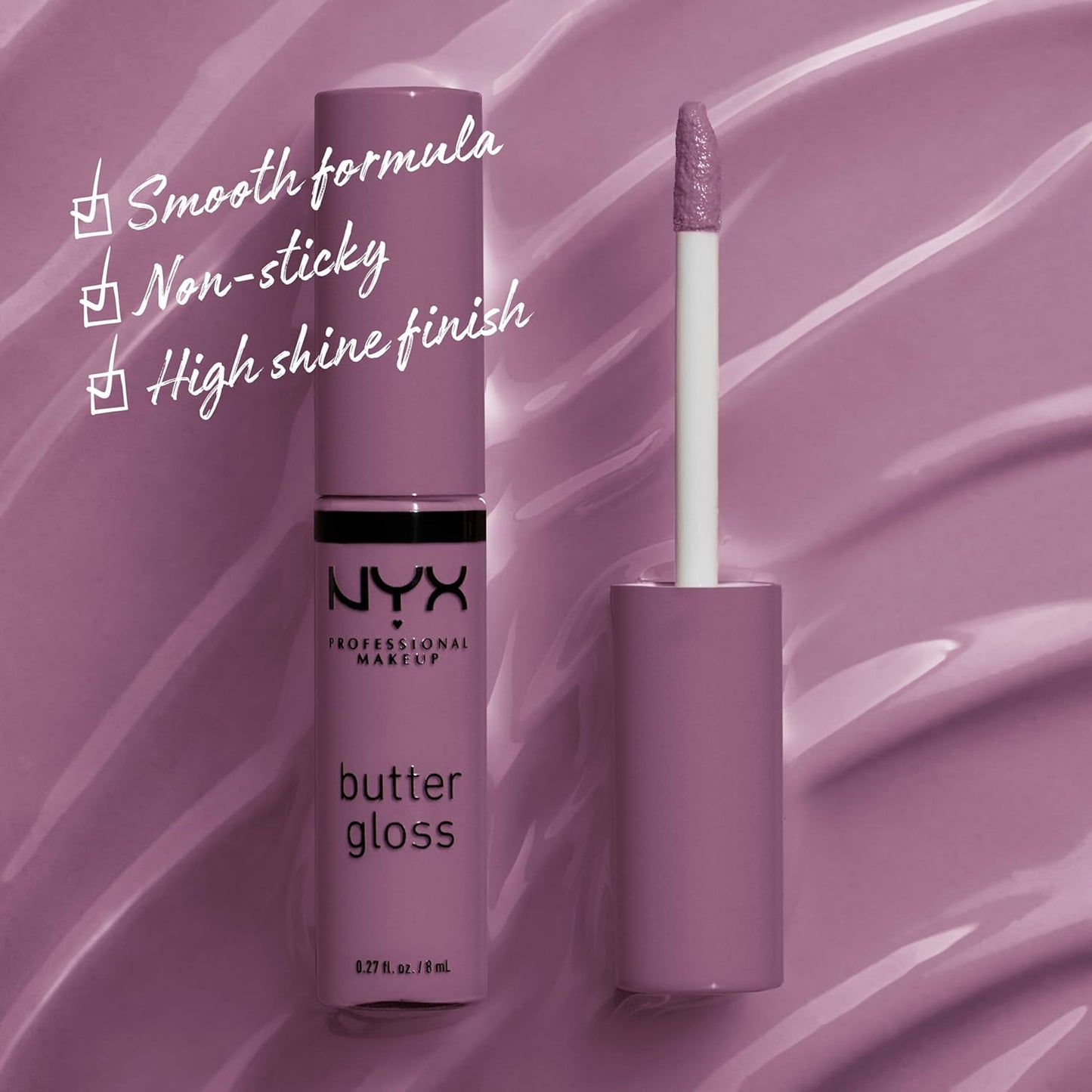 NYX PROFESSIONAL MAKEUP Butter Gloss, Non-Sticky Lip Gloss - Marshmallow (Muted Lilac) (Pack of 2)-Velvo Beauty