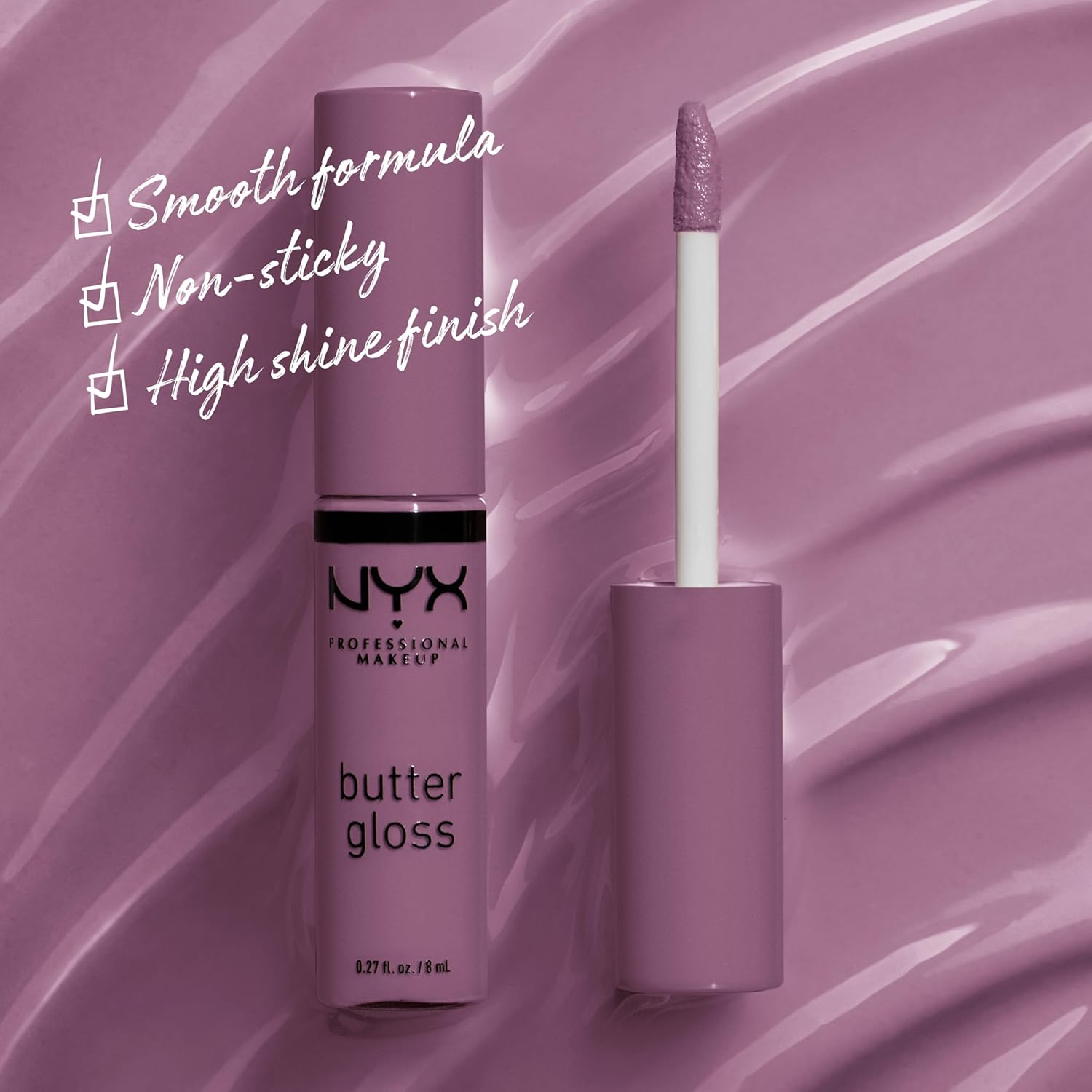 NYX PROFESSIONAL MAKEUP Butter Gloss, Non-Sticky Lip Gloss - Marshmallow (Muted Lilac) (Pack of 2)-Velvo Beauty