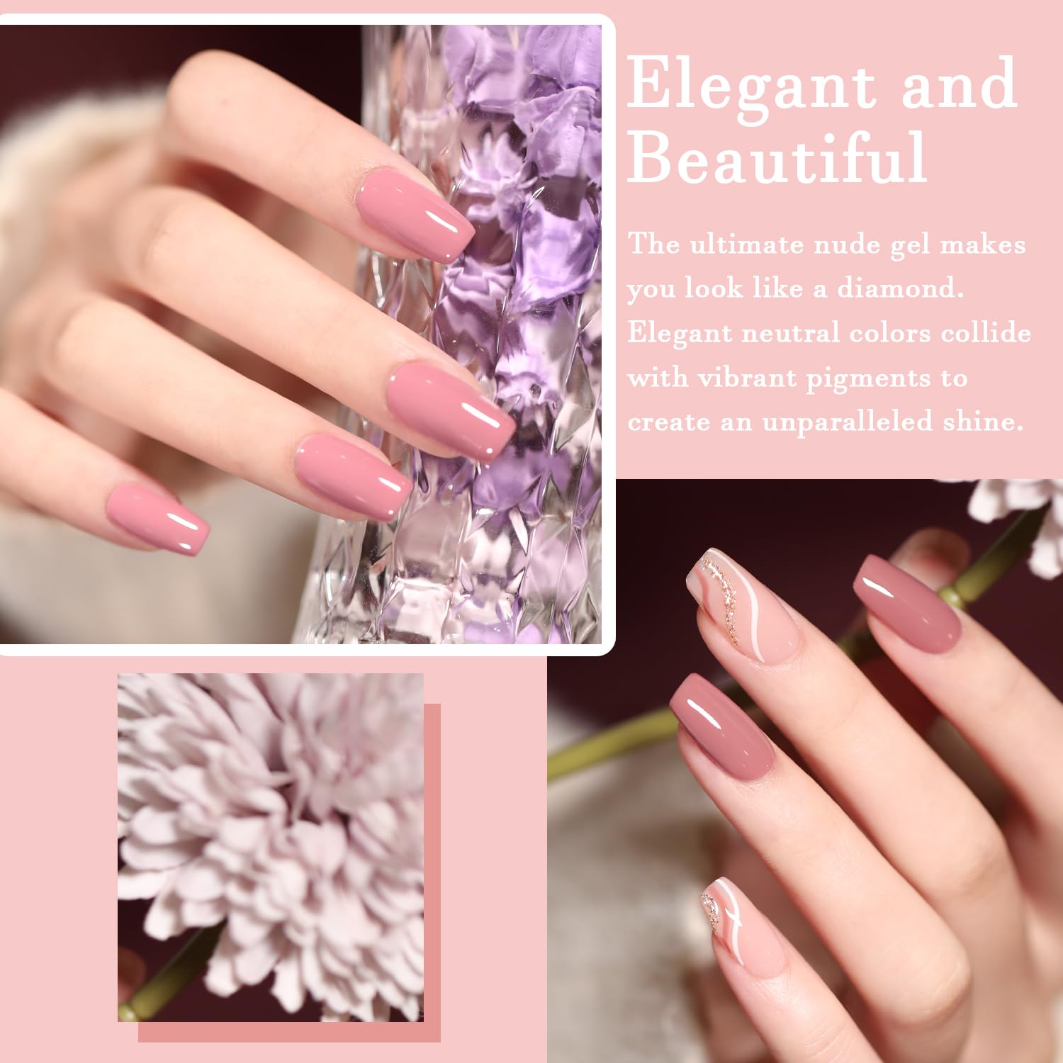 Nude Gel Nail Polish Set, 10 Colors Neutral Gel Polish Nude Pink Skin Tone Glitter Nail Polish Gel Starter Kit Soak Off All Season LED Manicure DIY Salon Gifts for Women Girls-Velvo Beauty