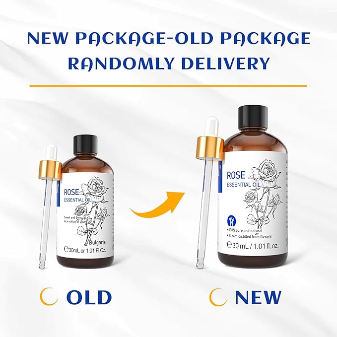 HIQILI Rose Essential Oil 1 Fl Oz, 100% Natural Therapeutic Grade for Aromatherapy, Diffuser, Skin Care, Massage, Includes Premium Quality Glass Dropper-Velvo Beauty