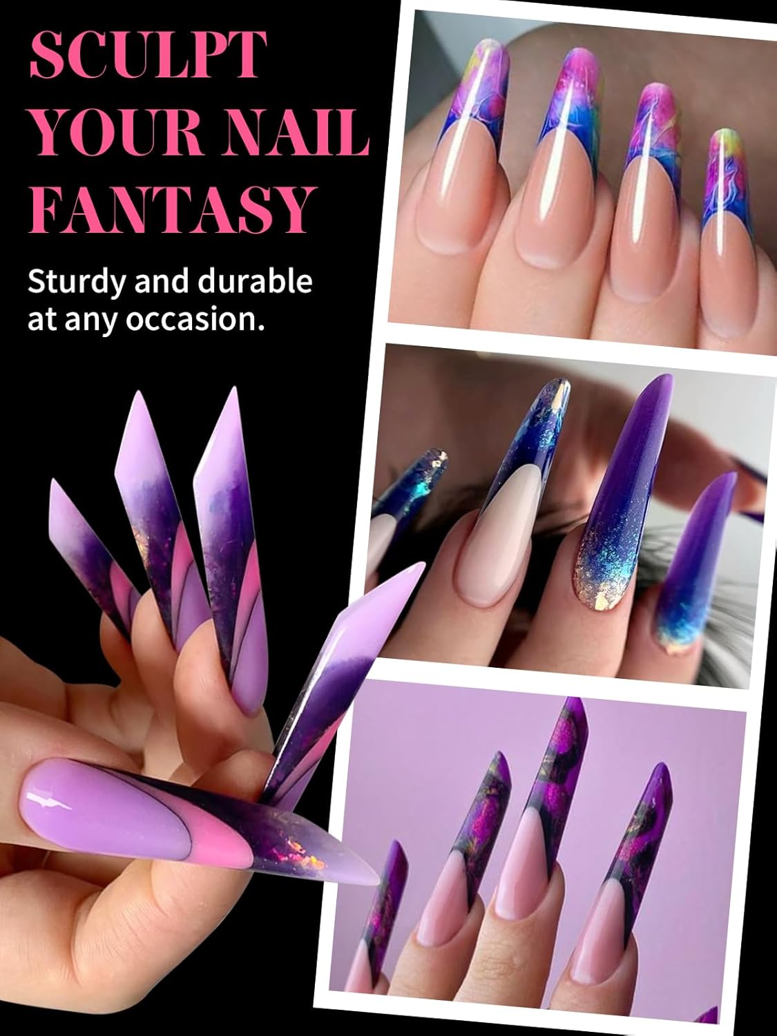 EBANKU 150Pcs Dual Nail Forms, Blue Poly Gel Nail Molds Square Full Cover Coffin Nail Tips Extension Forms for Gel Manicure Nail Art Design Salon&DIY-15 Sizes-Velvo Beauty