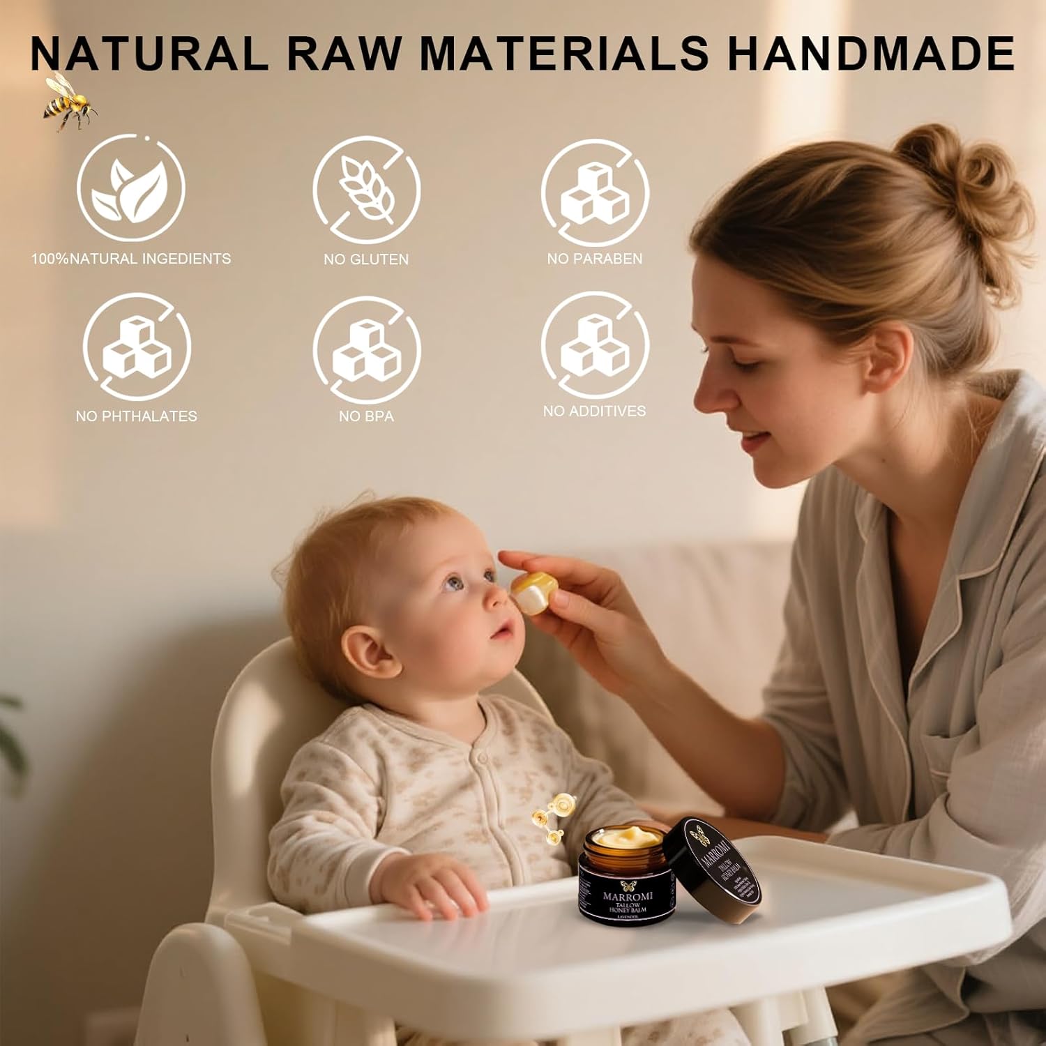 Marromi Beef Tallow for Skin, Tallow Honey Balm, Organic Grass-Fed Beef Tallow Balm with Raw Honey, Natural Soothing Moisturizing (Lavender scent)-Velvo Beauty