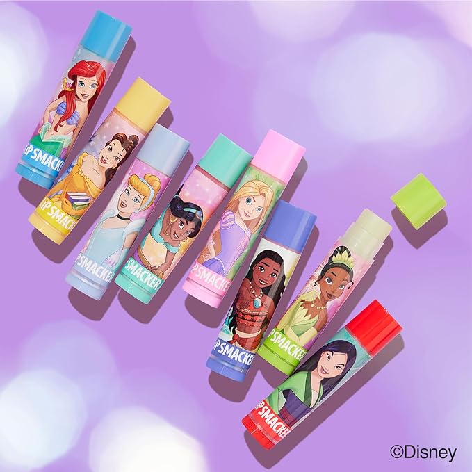 Lip Smacker Disney Princess Flavored Lip Balm Party Pack 8 Count, Clear, For Kids-Velvo Beauty