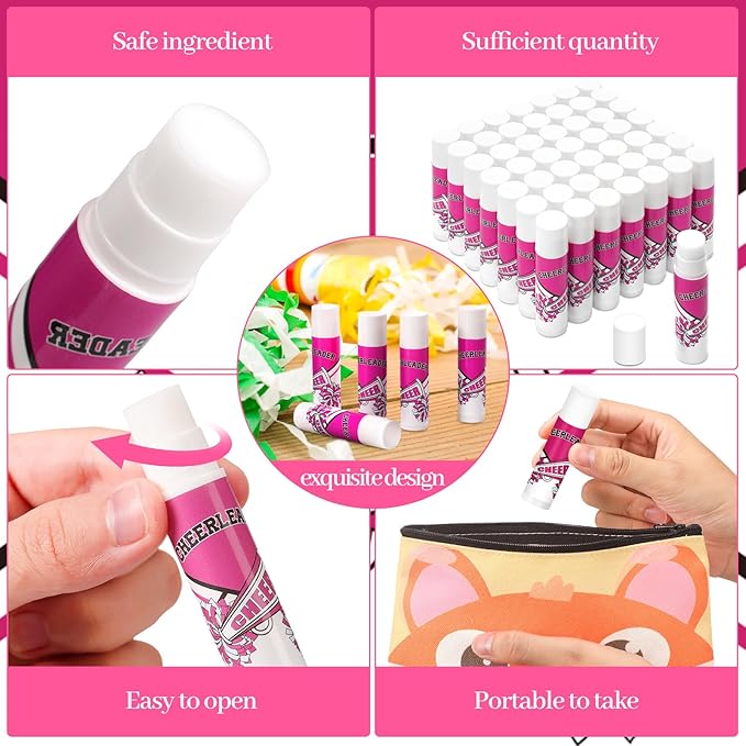 50 Pcs Cheer Gifts Bulk Cheerleading Lip Balm Gifts Moisturizing for Cheerleader Gifts Women-Velvo Beauty