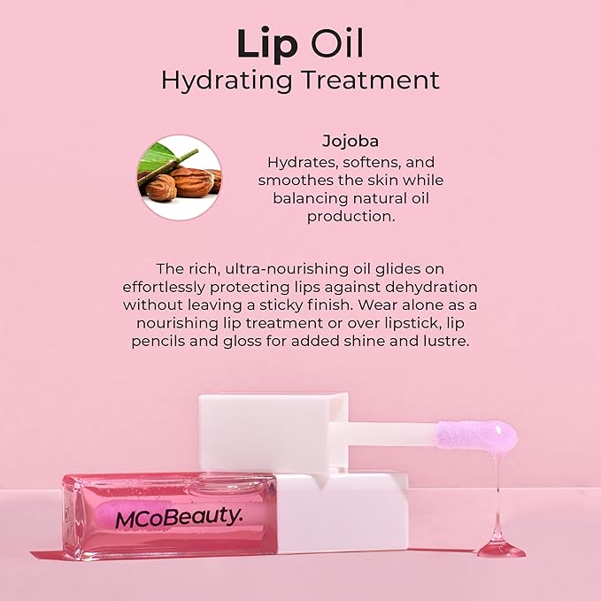 MCoBeauty Lip Oil Hydrating Treatment, Clear, Moisturizing Shine for Naturally Beautiful Lips, Vegan, Cruelty Free Cosmetics-Velvo Beauty