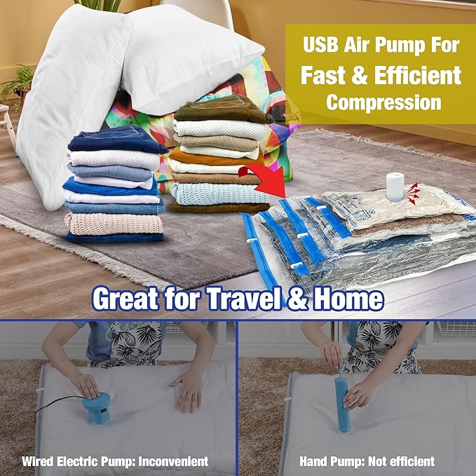 Travel Vacuum Bags with Electric Pump for Luggage and Suitcase, Vacuum Seal Compression Packing Bags for Clothes Clothing, Combo 18 Pack-Velvo Beauty