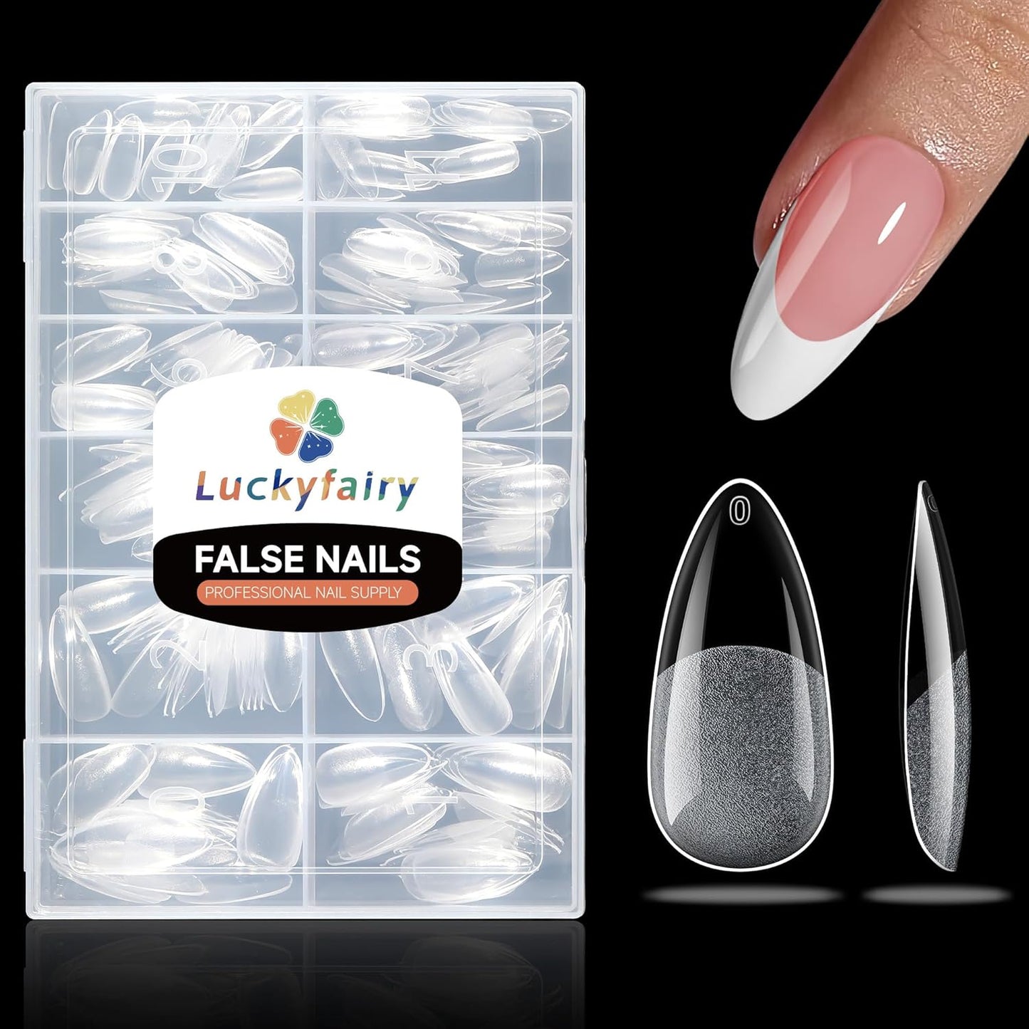 Medium Almond Nail Tips, 240pcs Soft Gel Pre-Filed Acrylic Almond Fake Nails, Half Matte Full Cover Clear Press on Flase Nail Tips for Nail Extension Home DIY 12 Sizes Gelly Tips-Velvo Beauty