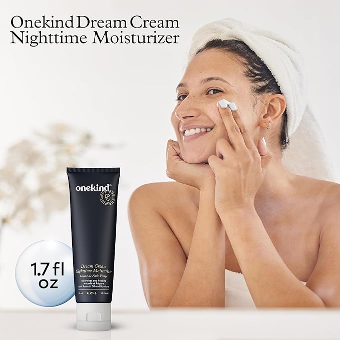 Onekind Dream Cream Night Moisturizer – Hydrating Anti-Aging Face Cream with Squalane, Rosehip & Shea Butter – Fragrance-Free, Vegan, for Dry & Sensitive Skin – 1.7 oz-Velvo Beauty