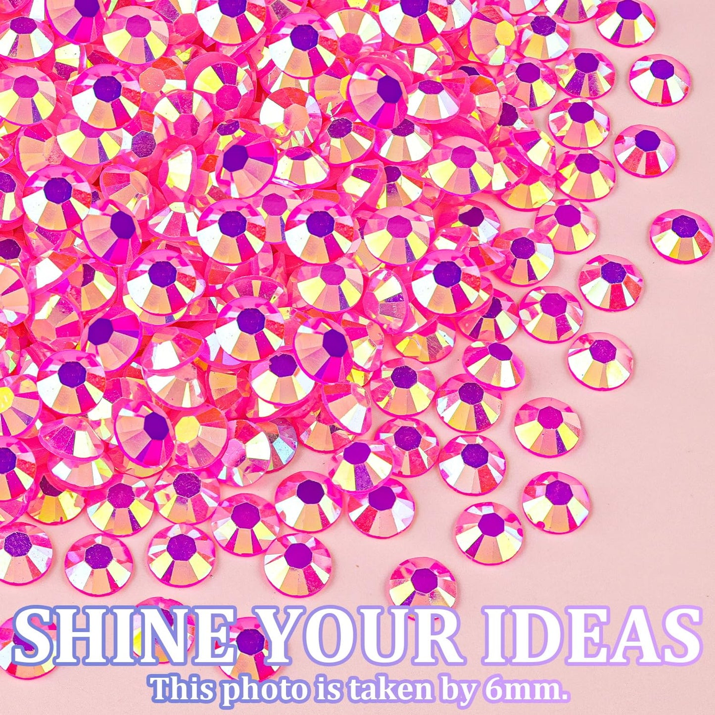 25000Pcs Resin Jelly Rhinestones with Tweezers for Crafting, Hot Pink AB 2-6mm Mixed Sizes Non Hotfix Flatback Gems, Bedazzling Crystal for DIY Crafts Clothing Tumblers Mugs Shoes Decor Nail Art-Velvo Beauty