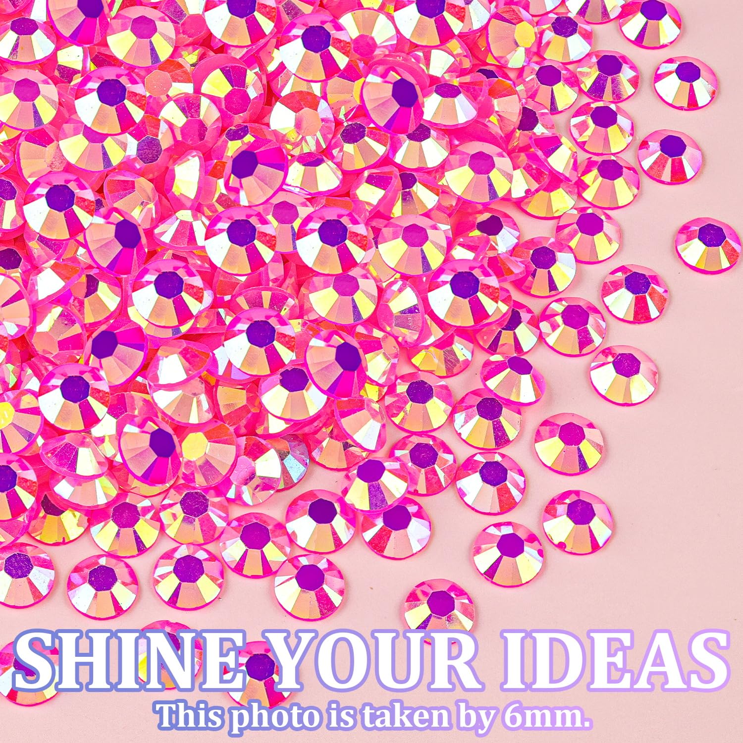 25000Pcs Resin Jelly Rhinestones with Tweezers for Crafting, Hot Pink AB 2-6mm Mixed Sizes Non Hotfix Flatback Gems, Bedazzling Crystal for DIY Crafts Clothing Tumblers Mugs Shoes Decor Nail Art-Velvo Beauty