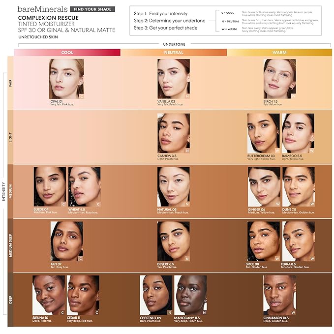 bareMinerals Complexion Rescue Tinted Moisturizer for Face with SPF 30 + Hyaluronic Acid, Hydrating Tinted Mineral Sunscreen for Face, Skin Tint, Vegan, Travel Size-Velvo Beauty