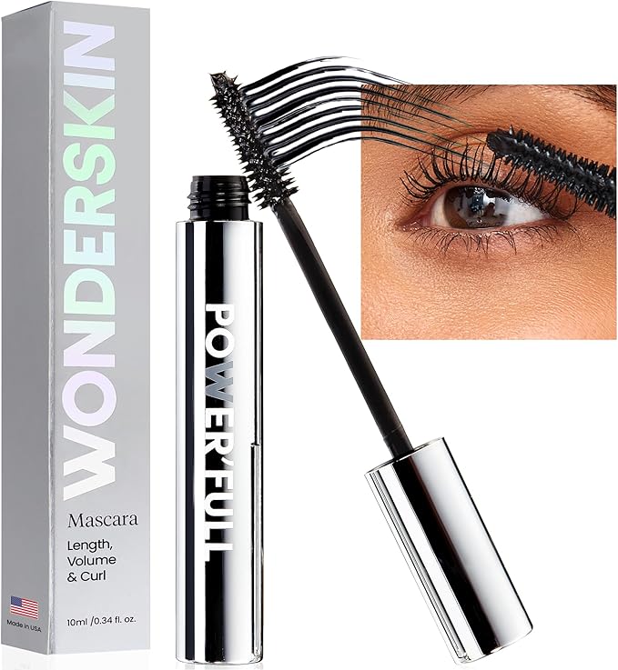 Wonderskin Mascara - Black Mascara for Volume, Length, and Curl - Lengthening, Volumizing & Smudge Proof Lash Makeup-Velvo Beauty