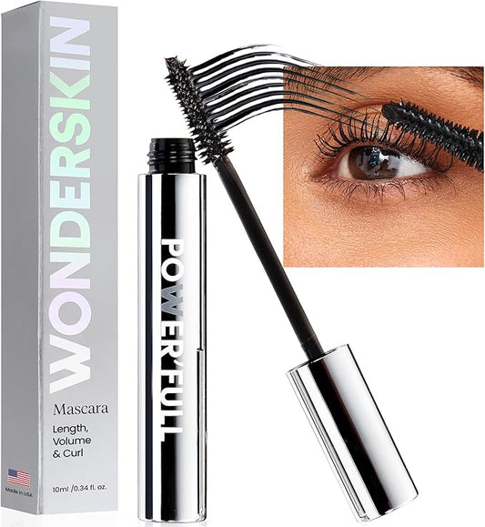 Wonderskin Mascara - Black Mascara for Volume, Length, and Curl - Lengthening, Volumizing & Smudge Proof Lash Makeup-Velvo Beauty