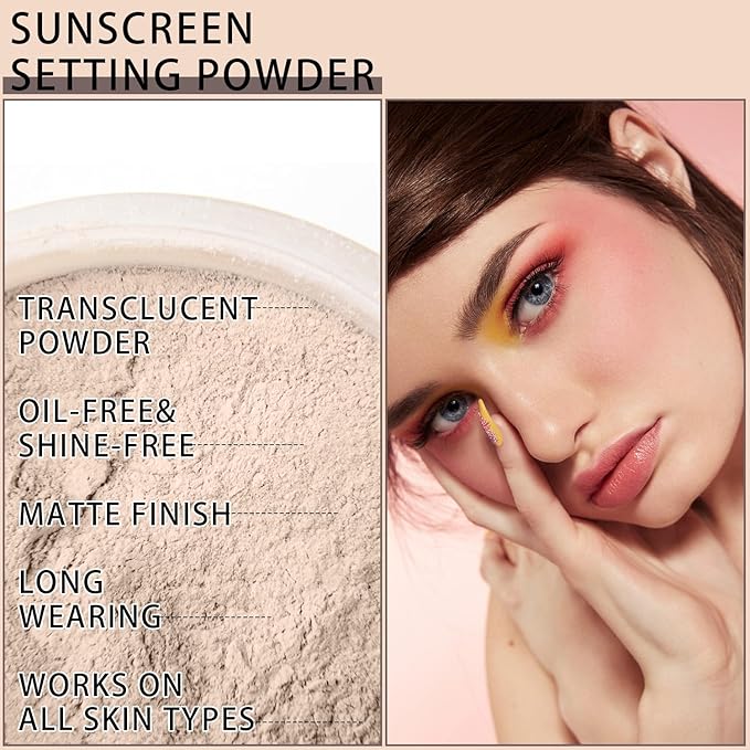 Mineral Sunscreen Setting Powder, SPF 35 Translucent Loose Powder, Mineral Brush Powder, Oil Control Natural Matte Finish, Lasting Lightweight Breathable for All Skin (#02 Fair)-Velvo Beauty