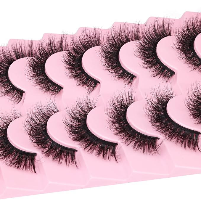 Kiromiro Lashes False Eyelashes Cat Eye Faux Mink Lashes Wispy Strip Lash 6D Volume Fake Lash Natural Look Eyelashes Pack 7 Pairs-Velvo Beauty