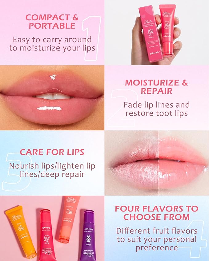 Hydrating Lip Glowy Balm, Ultra-Nourishing Lip Balm for Dry Cracked Lips, Moisturizer Lip Repair Sleeping Lip Mask, Day and Night Lip Care Therapy Treatment,Glossy Smooth Lip Butter Balm-03#Grapefruit-Velvo Beauty