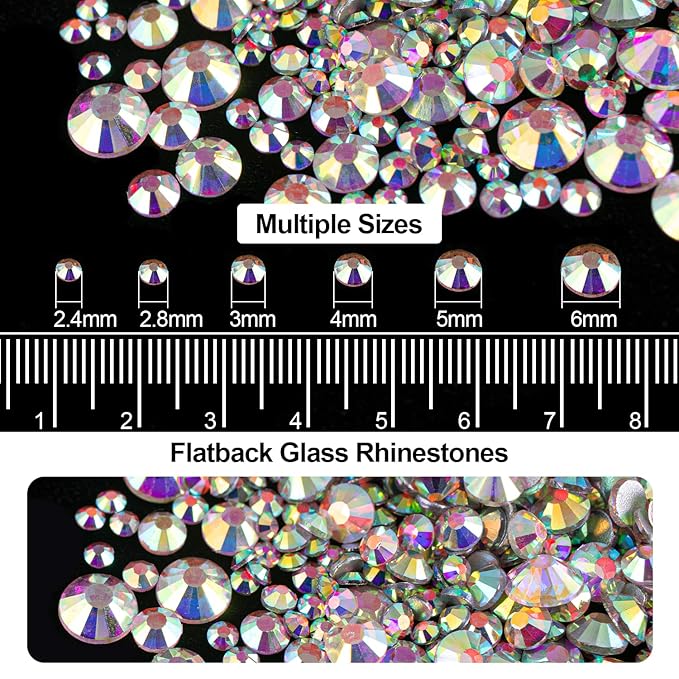 Flat Back Rhinestone Kits Colorful Rhinestones+Crystal AB Gems With Picker Pencil And Tweezer For Home DIY And Professional Nail Art-Velvo Beauty