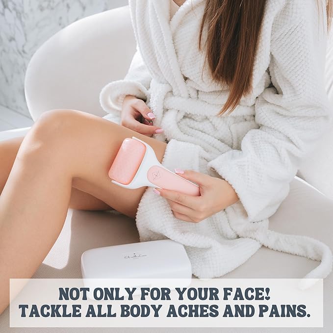 Ice Roller for Face Premium Facial Ice Roller with Carry Case and 2X Rollers for Long Lasting Cold - Eye Roller for Puffy Eyes & Cold Massage for Migraines (Pink (with case))-Velvo Beauty