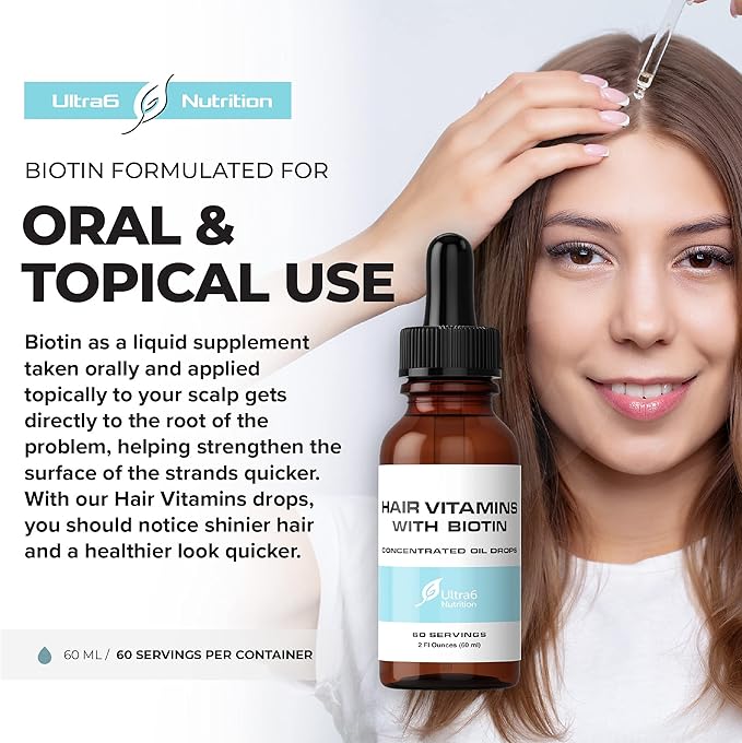 Liquid Biotin with Hair Vitamins - Vitamin C, E, B6 & Organic Coconut Oil - Liquid Biotin for Hair, Skin, Nails and Immunity Support-Velvo Beauty